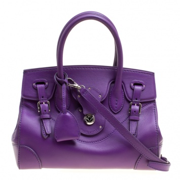 Pre Owned Ralph Lauren Purple Soft Leather Ricky 27 Top Handle Bag