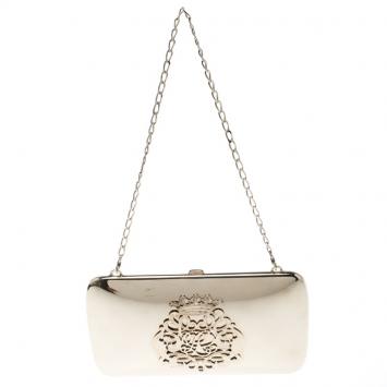 Pre Owned Ralph Lauren Gold Plated Metal Crest Clutch