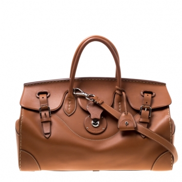 Pre Owned Ralph Lauren Brown Leather East/West Ricky 40 Top Handle Bag