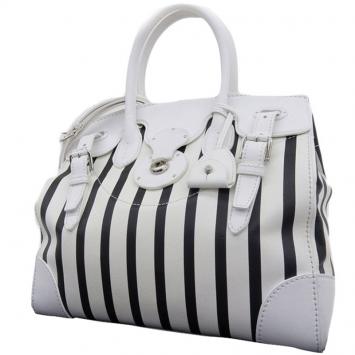 Pre Owned Ralph Lauren Black/White Stripe Ricky Leather Bag