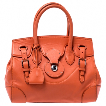 Pre Owned Ralph Lauren Orange Leather Ricky 27 Satchel Bag
