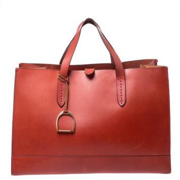 Pre Owned Ralph Lauren Red Leather Proprietor Tote