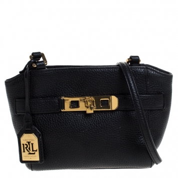 Pre Owned Ralph Lauren Black Leather Crossbody Bag