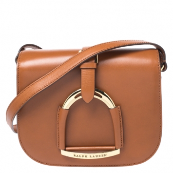 Pre Owned Ralph Lauren Brown Leather Stirrup Flap Shoulder Bag