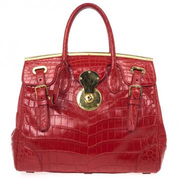 Pre Owned Ralph Lauren Red Crocodile  Ricky Tote