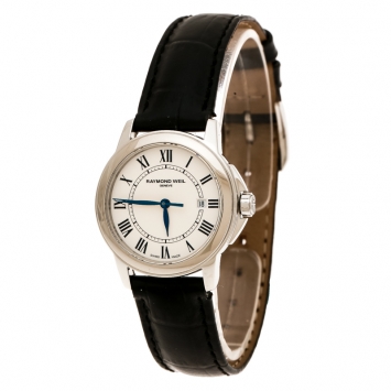 Pre Owned Raymond Weil White Stainless Steel Tradition 5376 Women's Wristwatch 26 mm