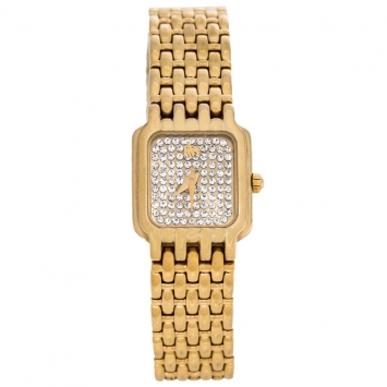 Pre Owned Raymond Weil Gold Diamond Pave Gold Plated Fidelio 3723-2 Women's Wristwatch 17.50 mm