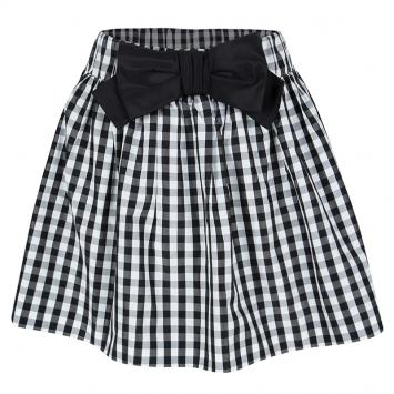 Pre Owned Red Valentino Monochrome Checkered Bow Detail Mini Skirt S