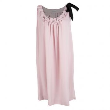 Pre Owned Red Valentino Tea Rose Pink Contrast Bow Detail Sleeveless Dress L
