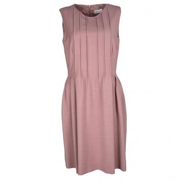 Pre Owned RED Valentino Dull Pink Pleat Detail Sleeveless Dress M
