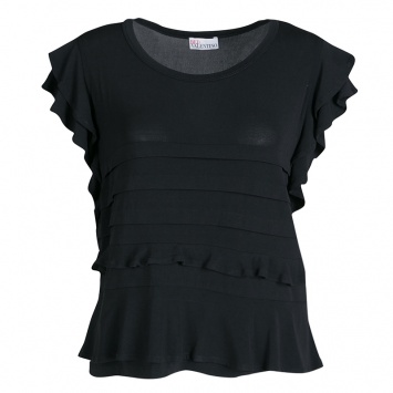 مملوكة مسبقًا RED Valentino Black Ruffle Detail Top S