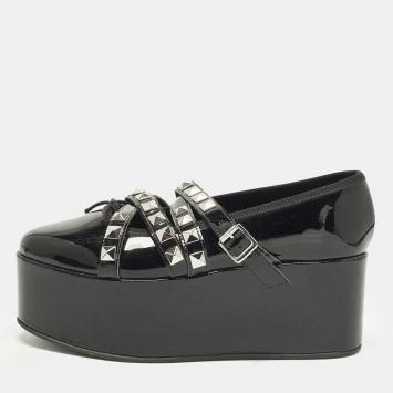 مملوكة مسبقًا Repetto Size 38 Black Patent Leather Platform Flats