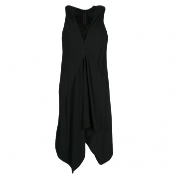 Pre Owned Rick Owens Anthem Black V Neck Sleeveless Asymmetric Tunic S
