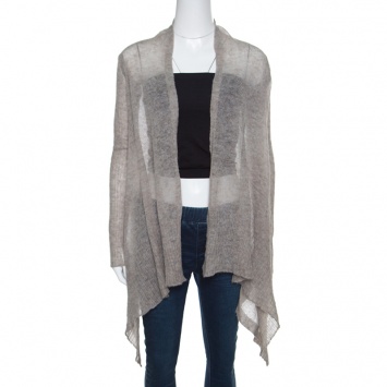 Pre Owned Rick Owens Grey Alpaca Wool Open Front Water Fall Cardigan  S