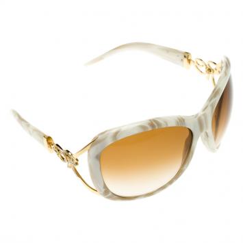 Pre Owned Roberto Cavalli Pearl White 377S Tenaro Oversized Sunglasses
