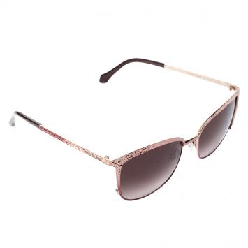 Pre Owned Roberto Cavalli Burgundy/Rose Gold 984S Terebellum Wayfarer Sunglasses