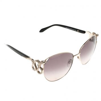 Pre Owned Roberto Cavalli Black/Gold 897S Hatysa Aviator Sunglasses