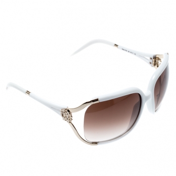Pre Owned Roberto Cavalli White/ Brown Gradient Talisia 370S Oversized Sunglasses