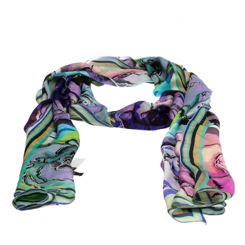 Pre Owned Roberto Cavalli Multicolor Floral Printed Silk Scarf 