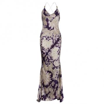 Pre Owned Roberto Cavalli Floral Print Crinkle Silk Dress S