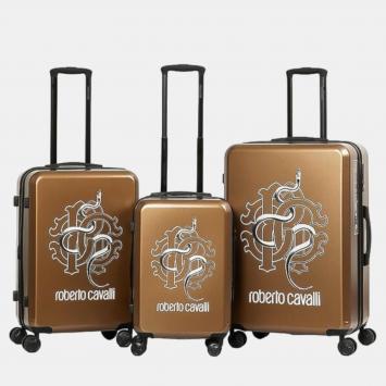Pre Owned Roberto Cavalli Brown Lightweight Spinner Suitcase Set