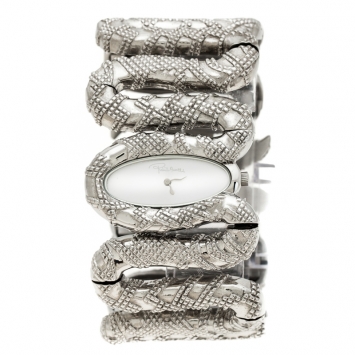 Pre Owned Roberto Cavalli Silver Stainless Steel Cleopatra R7253195515 Women's Wristwatch 40 mm