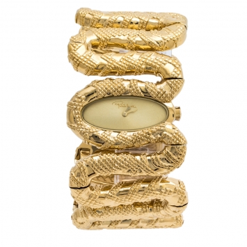 Pre Owned Roberto Cavalli Yellow Gold Plated Stainless Steel Cleopatra R7253195517 Women's Wristwatch 40 mm