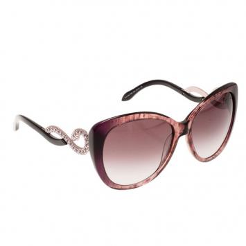 Pre Owned Roberto Cavalli Purple Leopard Frame Serpent Kurumba Cat Eye Sunglasses