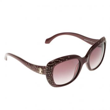 Pre Owned Roberto Cavalli Black/Maroon 827S Altair Swarovski Crystal Embellished Sunglasses