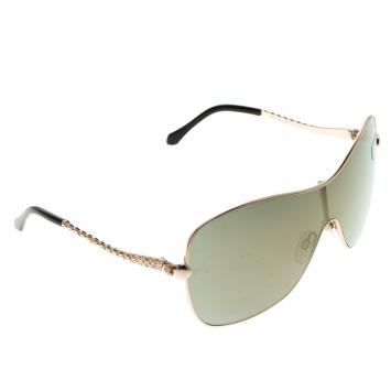 Pre Owned Roberto Cavalli Gold 739S Agena Shield Sunglasses