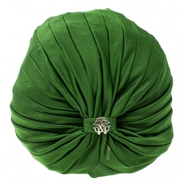 Pre Owned Roberto Cavalli Green Ruched Jersey Turban