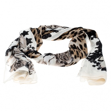 Pre Owned Roberto Cavalli Multicolor Floral and Animal Print Silk Scarf