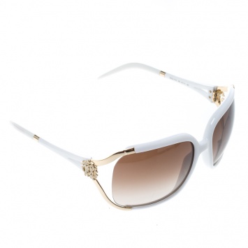 Pre Owned Roberto Cavalli White/ Brown Gradient Talisia 370S Oversized Sunglasses
