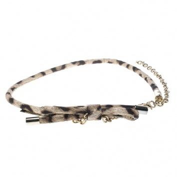 Pre Owned Roberto Cavalli Animal Print Corded Bow Chain Belt XS