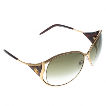 Pre Owned Roberto Cavalli Rose Gold/Green Gradient Fresia 574S Oversize Sunglasses 