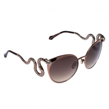 Pre Owned Roberto Cavalli Bronze/Brown Gradient 890S Crystal Menkalinan Cat Eye Sunglasses