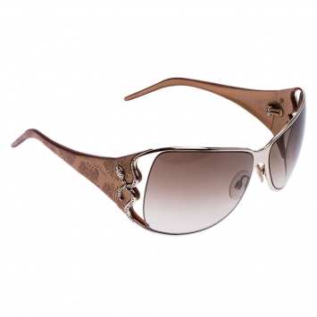 Pre Owned Roberto Cavalli Caramel Brown/Brown Gradient Tizio 387S Oversized Rectangle Sunglasses