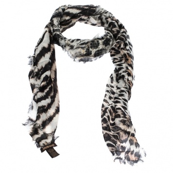 Pre Owned Roberto Cavalli Multicolor Animal Print Cashmere Blend Square Scarf 