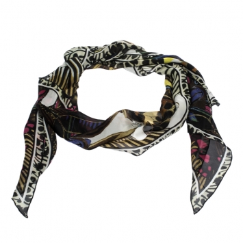 Pre Owned Roberto Cavalli Multicolor Butterfly Print Silk Bandeau Scarf