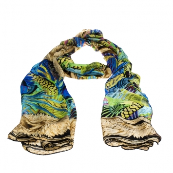 Pre Owned Roberto Cavalli Multicolor Animal Print Silk Scarf