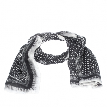 Pre Owned Roberto Cavalli Monochrome Printed Silk Scarf