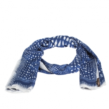 Pre Owned Roberto Cavalli Blue & White Abstract Print Silk Scarf