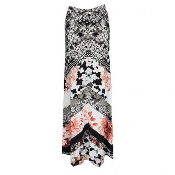 Pre Owned Roberto Cavalli Black Floral Printed Elasticized Waist Maxi Skirt S
