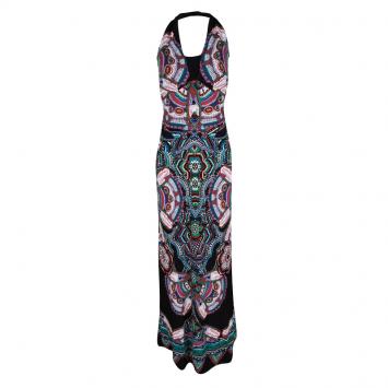 Pre Owned Roberto Cavalli Multicolor Printed Halter Maxi Dress S