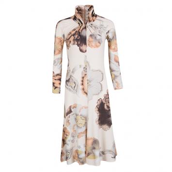 Pre Owned Roberto Cavalli Multicolor Floral Print Gathered Long Sleeve Dress M