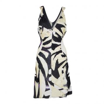Pre Owned Roberto Cavalli Multicolor Printed Ruched Sleeveless Dress M