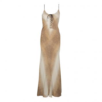 Pre Owned Roberto Cavalli Multicolor Printed Silk Back Tie Detail Sleeveless Maxi Dress S