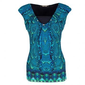 مملوكة مسبقًا Roberto Cavalli Multicolor Snakeskin Print Sleeveless Top S