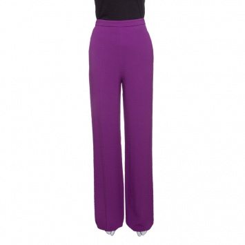 مملوكة مسبقًا Roberto Cavalli Purple High Waist Wide Leg Trousers S