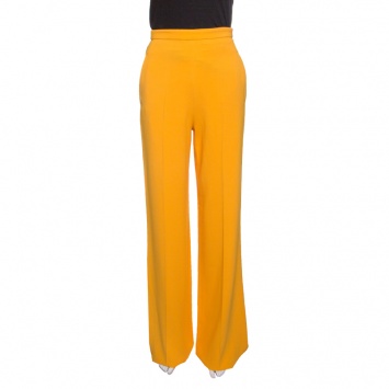 مملوكة مسبقًا Roberto Cavalli Marigold Yellow High Waist Wide Leg Trousers S